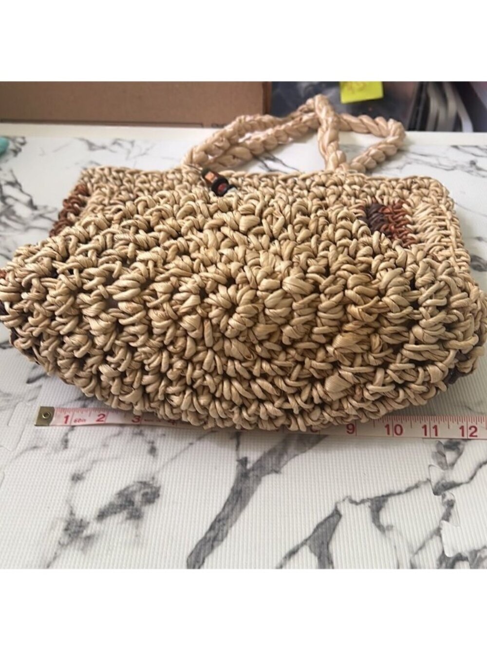 Sun ‘N’ Sand Brown and Tan Straw Shoulder Bag Tote Purse NWT - Picture 9 of 14